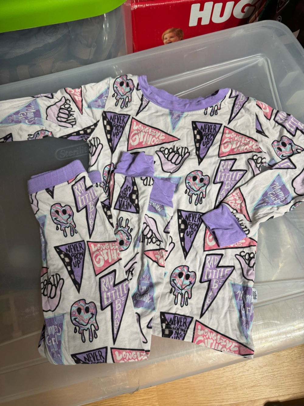 Girls Lavender Graphic Pajama Set - Unbranded